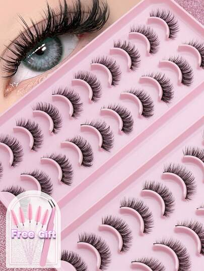 20/40 Pairs Of Optional Natural-Style False Eyelashes, Fluffy And Soft, Thick 3D Mink Fur Style, Slender And Delicate Style, Light And Messy Style, Multi-Layer Short Style, Thick Style, Bulk False Eyelashes, Suitable For Occasions Such As Weddings, Parties, Nightclubs, Daily Work, Meetings, Etc., And Comfortable To Wear.
