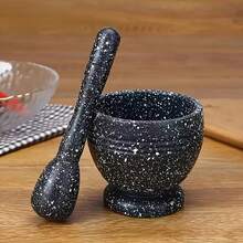 1 Set Of Grinder & Pestle Set - PP Garlic/Pepper/Spice Grinder Bowl - Multi-Functional Kitchen Tool For Seasonings, Grains Spice Grinder - Household Kitchen Gadgets - Black - View 1