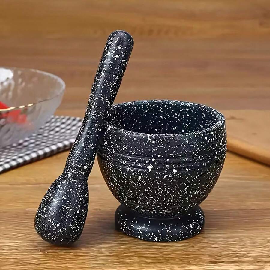 1 Set Of Grinder & Pestle Set - PP Garlic/Pepper/Spice Grinder Bowl - Multi-Functional Kitchen Tool For Seasonings, Grains Spice Grinder - Household Kitchen Gadgets - Black - View 1