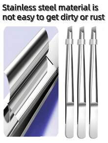 3/2/1 Pcs Stainless Steel Tweezers, Eyebrow Trimmer, Fine Hair Remover, Professional Eyebrow Shaping And Fine Hair Removal Tools - View 4