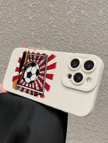 Funda de teléfono de TPU suave con protección de lente y diseño de celebración de gol de fútbol, diseño de fútbol rojo vintage radial, compatible con iPhone, adecuado para la Copa Mundial, partidos de fútbol, reuniones de fanáticos, cumpleaños, aniversarios y uso diario, versión internacional, no la versión nacional - Blanco - Ver 3