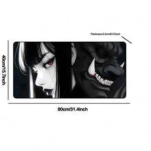 Large Size Dark Anime Girl Demon Mask Gaming Mouse Pad, Extended Non-Slip Rubber Base Desk Mat, Gothic Manga Aesthetic Computer Accessory, Durable Office Desk Pad Suitable For Home Office And Gaming Setup, Ideal Gift For Anime Fans And Gothic Enthusiasts - View 7
