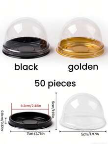 50套加厚圆形蛋黄糕点包装盒（带盖和底）、甜点蛋糕托盘和透明独立包装盒 - 彩色 - 查看 2