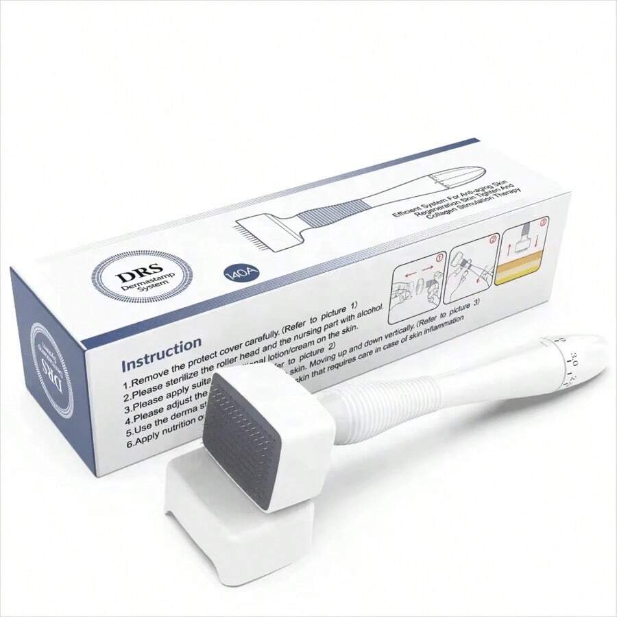 140A 可调节微针滚轮，紫色微针滚轮，可重复使用，微针美容仪，美容工具，美容必备品，面部按摩滚轮，送给女性的完美礼物，节日、学校、化妆必备品 - 白色 - 查看 1