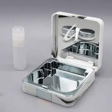 大理石纹便携式护理盒，带镜子，提供圆形和方形两种款式。便携式防漏隐形眼镜盒套装，带镜子和拆卸工具，适合旅行和居家使用，包含隐形眼镜浸泡收纳套装。 - 彩色 - 查看 10