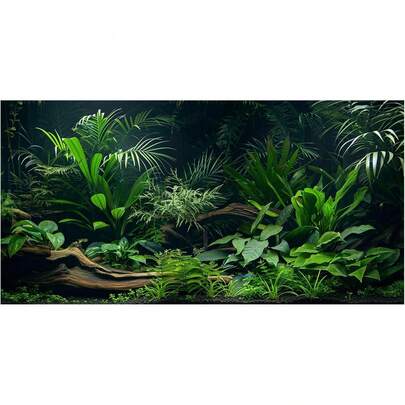 秘密绿色天堂，水族箱背景画，水族箱背景贴纸，爬行动物栖息地背景贴纸，自粘正面贴纸，水族箱景观装饰，水族箱装饰品