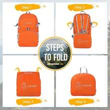 ZOMAKE Lightweight Packable Backpack 35L, Light Foldable Backpacks Water Resistant Collapsible Hiking Bag, Compact Folding Day Pack for Travel Camping(Orange) - ColorF - Ver 5