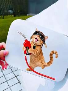 这款蓝色技工猫油箱贴纸防水易贴，是DIY汽车装饰的完美之选。贴纸图案是一只穿着蓝色背带裤、戴着红色帽子的可爱猫咪正在给你的爱车加油，增添趣味性。 - 汽車通用 - 查看 4