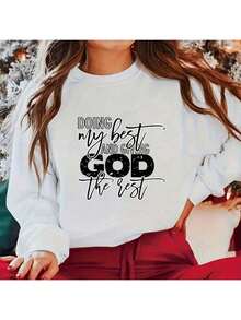 1pc/2pcs/3pcs Inspirational Heat Transfer Sticker - "Do My Best, Leave The Rest To God" Suitable For DIY T-Shirts, Jeans, Pillows, Backpacks, Hats And Sofa Covers. Waterproof, Fade-Resistant, Durable, Washable Plastic Sticker. Funny Pattern, Textile Decoration, Clothing Embellishment, Craft Hobby - L - View 5