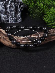 Men's Powerful Protection Bracelet- Black Obsidian & Hematite Release Fear, Negative Energy, Strength, Meditation Spiritual Jewelry Gift - Black - View 5