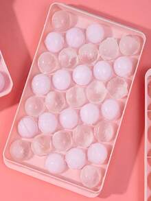 33-Cavity Ice Ball Maker Tray With Lid, Ice Cube Mold For Cocktails, Whiskey, Soda, Beer Chilling - Pink - View 6
