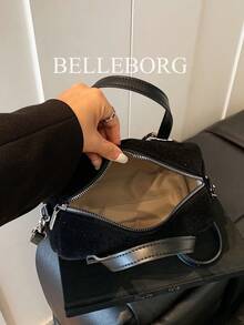 Matte Finish Tote Bag With Large Capacity, Fashionable Ladies' Handbag With Pendant - Black - View 11