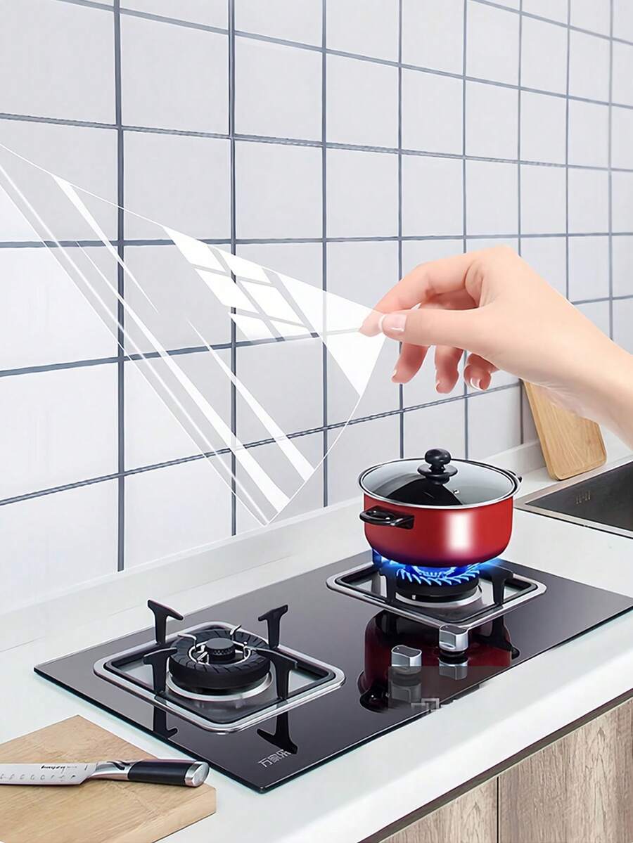 Removable Wall Protection Film Waterproof Oil-Proof Easy To Clean Multi-Function Electrostatic Adsorption Protective Film Kitchen Wall Invisible Oil-Proof Film Suitable For Stove And Countertop Kitchen Bathroom Essential Accessories Home Kitchen Decor