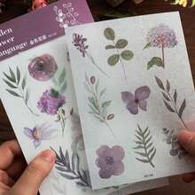 3pcs/Set Botanical Stickers, Flat Adhesive Stickers With Backing, DIY For Album, Notebook, Phone Case, Books Scrapbook Supplies Scrapbooking - 1 Set - View 2