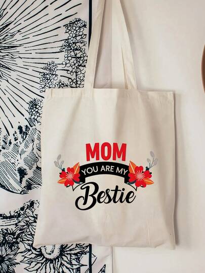 Mother's Day Gift Bag, Lightweight & Large Capacity Tote Bag For Women, Reusable Canvas Shoulder Bag, Crochet Stuffs Storage Bag Grocery Shopping Bag Commute Bag Travel Carry-On Bag - Gifts For Mother - Office, Travel, Camping, Shopping