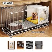 Easily Cleanable Movable Dog Cage With Pull-Out Tray Litter Box, Home Pet Fence Suitable For Teddy, Poodle, Puppy, Kitten, Rabbit, Small Animals - Multicolor - View 1