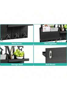 7-Hook Key Hanger - Heavy-Duty Key Storage Rack, Space-Saving Entry Organizer With Mail Sorting Function, Natural Wood Finish, Suitable For Entryways, Kitchens, And Offices - Comes With Free Screws For Easy Installation, Rustic Home Storage Product, Sturdy Hooks, Wall-Mounted Storage Rack,Key Holder - 鑰匙架 - 查看 9