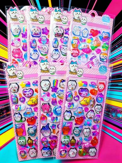 1pc Random Style Jiikawaka Embossed Sticker, Luggage, Cup, Phone Case, Notebook Decorative Sticker, Home Decor, Party Decor, Birthday Gift, Holiday Gift, Fashion, Luxury, Sewing, DIY, Suitable For Friends, Partners, Graduation Ceremony, Opening Ceremony, Opening Gift, Graduation Gift, Party Gift