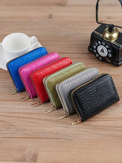 Mini Accordion Card Holder, Zipper Card Case For Men & Women, Driving License Wallet, Credit Card Holder, Stone Texture Pattern Wallet, Zipper Card Pouch, Unisex Card Organizer (Random Stone Texture Pattern Size)