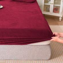 King Size Fleece Sheet Set Measuring 260x230cm. Softness And Comfort. - 葡萄酒 - 查看 2