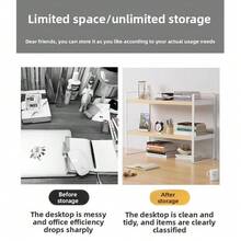 1pc Desktop Storage Rack, Single-Tier Small Bookshelf, Office Display Shelf, Desktop Storage Box, Bedroom/Dorm Accessory - White - View 9