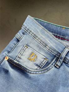 63Djeans Men's Pants - All Fits - Regular - Zipper - Button - For Going Out - Night Out - Weekend Casual - Holiday Formal And Evening - Photoshoot - Birthday - Christmas - Halloween - Father's Day - Mother's Day - Valentine's Day Casual - 淺色水洗藍 - 查看 4