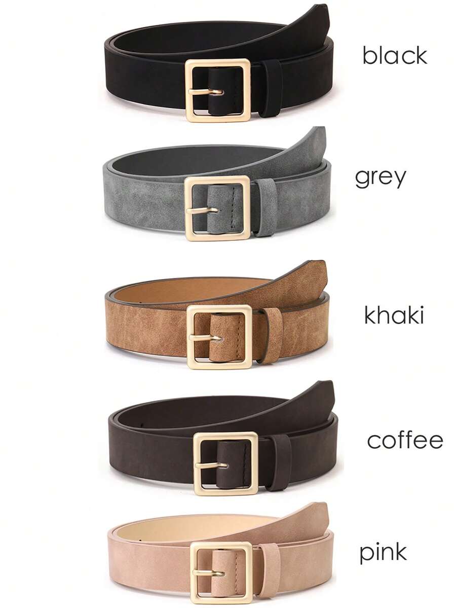 1条复古太阳形扣时尚百搭腰带，简约设计男女通用青少年腰带 - 彩色 - 查看 1