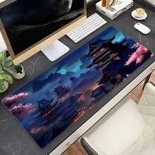 Black And Blue Background With Vintage Chinese Dynasty Anime Landscape High-Definition Print, Extra-Large Mouse Pad, Premium Quality Mouse Mat, Keyboard Mat, Non-Slip And Durable Rubber Material, Precision Lock-Edge Stitching, High-Definition Color - 23.6*11.8inch(60x30cm) - View 11