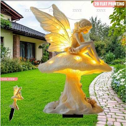 2D Flat, 1pc Plastic Eternal Glitter Fairy Garden Stake Outdoor Decor, Perfect Father's Day Gift For Home And Friends, Ground Mounted Art Decor Style, Outdoor Decoration | Whimsical Garden Decor | Durable Plastic Sign.