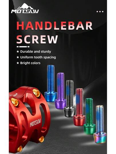 MOTSUV 6 st. färgglada M5*18 styrbultar för flaskhållare för mountainbike/racer, titanpläterade