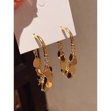 Preserved Color Plating High-End Look Metallic Sequin Tassel Earrings Women's Lightweight Luxury Niche Design Fashion All-Match Ear Accessory New - White K - View 3