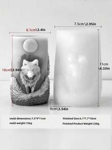 Wolf Relief Cylindrical Candle/Mold - Flexible Silicone Animal Wolf King Wax/Resin/Soap Mold, Realistic Texture, Suitable For DIY Handmade, Handmade Candle Making, Wedding Souvenirs, Soap Making, Resin Art - Wolf Head Relief Cylindrical Mold - Wolf Head Cylinder - View 9