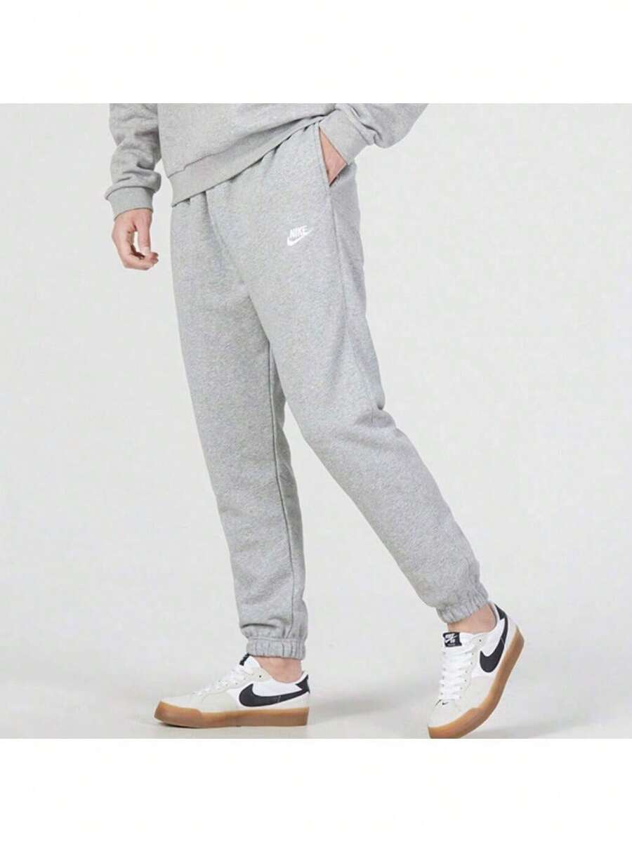 Nike 男褲新款運動加絨保暖休閒長褲 - 灰色 - 查看 1