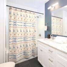 Coquette Goose Shower Curtain Unique Bathroom Decor Housewarming Apartment Blue Bow Softgirl Cottagecore Floral Flower Farm Animal - A - View 3