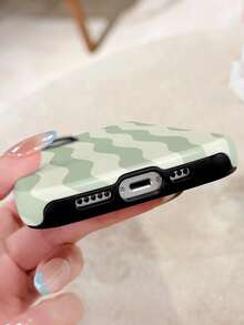 1个简约清新波浪条纹图案穿孔亮面硬质手机壳，适用于三星/11/12/13/14/15/16 Pro Max - 彩色 - 查看 6