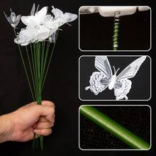 【3D】装饰套装，15支白色3D仿真蝴蝶花，适用于花瓶、户外露台和婚礼庆典（蝴蝶高度：3.15英尺，花茎可伸长至9.84英尺） - 蝴蝶 - 查看 11