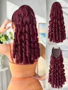 14英寸长波浪卷耐热合成纤维马尾假发，渐变棕色至黑色、棕色至金色至酒红色，适合女性，可用于圣诞节、万圣节、音乐节和日常佩戴。 - 拼色 - 查看 15