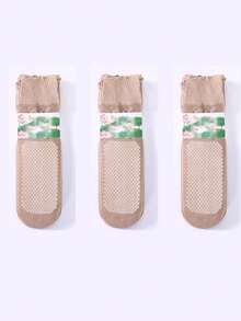 1/5/10/20/30 Pairs Lace Trim Silky Socks With Non-Slip Grip, Loose Fit Ankle Socks For Pregnant Women & Elderly - Multicolor - View 13