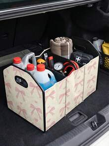 1pc Butterfly Print Multi-Functional Car Trunk Organizer, Foldable Car Storage Box With Compartments - Multicolor - View 1