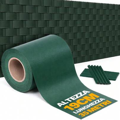 Bakaji Frangivista Recinzione in PVC 19 cm x 35 Metri, Telo Oscurante per Balcone 450 gr/mq, Strisce Protezione Privacy per Giardino  con Clip di Fissaggio, Uv, Impermeabile e Antistrappo