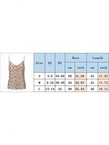Womens Gold Sequin Camisole Sleeveless Spaghetti Strap Scoop Neck  Pattern Tank Tops - Gold - View 10