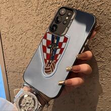 [Expédition locale 24 heures] Étui de téléphone avec motif de l'équipe nationale croate C pour Apple 17" 22-26 Galaxy 13-15 ULTRA 1P, convient pour Galaxy S25 Ultra | S24 Plus | S23 FE | S21 Pro | S22 | S20+ | A03S | A05S | A14 | A31 | A53 | A34 | A10 | A04E | M04 | A33 | A35 | A55 | A72 | A71 | A70 | A22 | A16 | A06 | A20S | A54 et autres téléphones, anti-salissures | mode | , matériau IMD argent - Noir - Voir 5