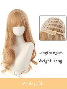 沙金色波浪长刘海合成假发，适合角色扮演、洛丽塔派对等场合，自然耐热。 - 彩色 - 查看 12