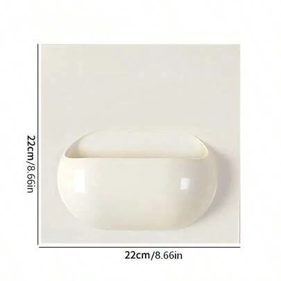 1个白色壁挂式白板收纳盒，配有卡通贴纸、马克笔和便签收纳架，以及浴室化妆品收纳篮