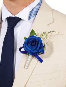 Bộ hoa cài áo và hoa cài ve áo cưới, vòng tay hoa giả, vòng tay hoa cài áo dự tiệc, hoa cài ve áo cho nam, phụ kiện hoa cưới, trang trí vest dự tiệc. - Nhiều màu - Xem 18