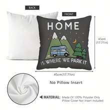 2 Stücke/1 Stück Retro Wohnmobil Themen Kissenbezug, Wohnmobil Zitat "Zuhause ist, wo wir parken", Polyester einseitig Muster, 45x45 cm, perfektes Geschenk für Reisebegeisterte, Outdoor Camping Zubehör, gemütliche Sofa Dekoration für Zuhause, ohne Kissenfüllung - Form - Übersicht 3