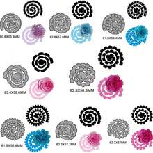 Molde de corte de metal en espiral con flores 3D, adecuado para hacer tarjetas, álbumes de fotos hechos a mano, estampado en relieve, corte y plantillas de sellos, aplicable para manualidades de papel y artesanías - plata - Ver 3