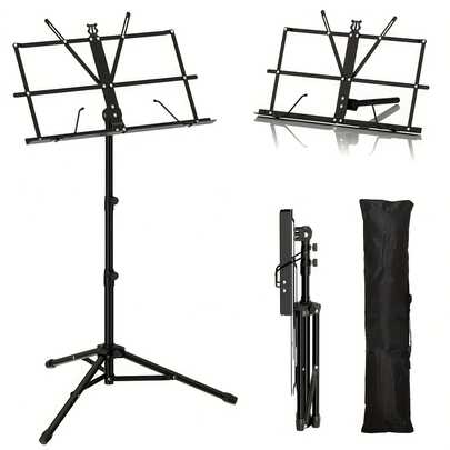 OUMINGYQ Foldable Metal Music Sheet Stand, Adjustable Height, Portable Design, Suitable For Sheet Music, Clarinet And Other Instruments, Ideal Gift For Music Events, Music Lessons, Birthdays, Christmas