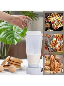 1pc 1000ml/33.8oz Cake Mixer - Kitchen Baking Tool, Manual Whisk For Cakes, Cookies & Baked Goods, Easy Squeeze Design, Precise Measurement, Smooth Mixing Essential Plastic Bowl - Multicolor - View 3