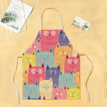 1pc Cat Pattern Apron, Creative Funny Fashion Printed Apron, Home Cleaning Apron, Easy Clean Kitchen Cooking Apron, Creative Home Apron - Multicolor - View 16